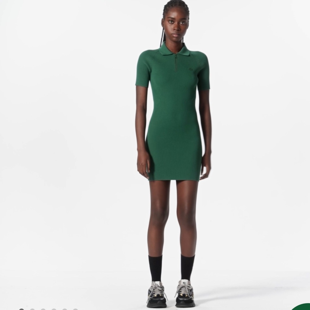 New Lacoste knit polo dress in dark green. Size US 6